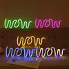 WOW Shape LED Neon Light Wall Hanging Bar Atmosphere Lights(Pink Light)