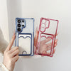 For Samsung Galaxy S21 FE 5G Four-cornered Electroplated Card Bag TPU Phone Case(Transparent)