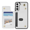 For Samsung Galaxy S22+ 5G Rhombic Dual Buckle Card Slots Phone Case with Lanyard(White)
