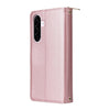For Samsung Galaxy A56 Nine-card Slots Zipper Wallet Bag Leather Phone Case(Rose Gold)
