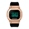 SANDA 9006 LED Digital Display Square Dial Sports Electronic Watch for Men and Women(Black Rose Gold)