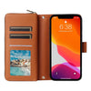 For iPhone 12 / 12 Pro Nine-card Slots Zipper Wallet Bag Leather Phone Case(Brown)