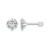 S925 Sterling Silver Platinum Plated Zircon Stud Earrings Jewelry, Color: White Zirconia S