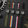 SYNOKE 9619C Nylon Canvas Strap Three-Ring Buckle Vintage Electronic Luminous Watch(Blue White Red)
