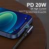 ENKAY PD 20W 3A USB-C / Type-C to 8 Pin Elbow Fast Charging Nylon Braided Data Cable, Length:1m(Black)