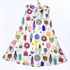 Baby Girls Fashion Donut Print Sleeveless Dress, Kid Size: 110 Yards(White)