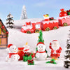 4pcs Christmas Micro Landscape Decorations Resin Craft Gifts Home Decoration Ornaments, Spec: Train Cabin