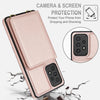 For Samsung Galaxy Note20 Ultra Crossbody Dual-buckle Wallet RFID Back Leather Phone Case(Rose Gold)