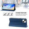 For iPhone 14 Plus RC01 Dual-Folded Magnetic Suction RFID Leather Phone Case(Dark Blue)