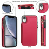 For iPhone XR Double Flap Zipper RFID Leather Phone Case with Short Lanyard(Red)