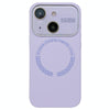 For iPhone 15 Plus Large Window Acrylic Glass Lens MagSafe Silicone Phone Case(Lilac)