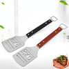 Stainless Steel BBQ Letter Shovel Outdoor Camping BBQ Tools With Bottle Opener Function(Brown)