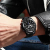 FNGEEN 5800 Men Three Eyes and Six Pins Watch Student Quartz Watch(White Steel Black Surface)
