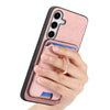 For Samsung Galaxy S25 5G Retro Cross Leather Ring Vertical Insert Card Bag MagSafe Phone Case(Pink)
