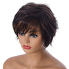 WIG-396 Ladies Fluffy Short Curved Head Set Chemical Fiber Wig(Black Brown+Gold Yellow)