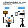 PULUZ 3 in 1 Vlogging Live Broadcast LED Selfie Light Smartphone Video Rig Kits with Microphone + Cold Shoe Tripod Head for iPhone, Galaxy, Huawei, Xiaomi, HTC, LG, Google, and Other Smartphones(Blue)
