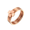 3 In 1 Titanium Steel Peach Heart Combination Four-Leaf Clover Couple Ring, Size: US Size 6(Rose Gold)