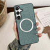 For Samsung Galaxy S25 5G Magsafe Magnetic Ring Cloth Texture Phone Case(Green)