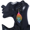 Double-layered Leaves Tassel Earrings Simple Retro Metal Leaf-ears Ornaments(Gold Black)
