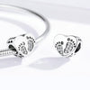 Heart-shaped Footprint Beaded S925 Sterling Silver Loose Beads DIY Bracelet Silver Beads