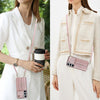 For Samsung Galaxy S24 5G RFID Card Slot Phone Case with Long Lanyard(Rose Gold)