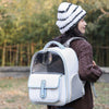 PU Pet Carrier Backpack, White, For Cats & Small Dogs (Model 6)