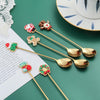 6pcs /Pack Christmas Gift Spoon Cartoon Fruit Fork Dessert Coffee Scoop, Style: Spoon Fork (Red Box)