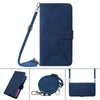 For Samsung Galaxy A33 5G Crossbody 3D Embossed Flip Leather Phone Case(Blue)