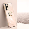 For Samsung Galaxy S25 Ultra 5G XINLI Straight 6D Plating Gold Edge TPU Shockproof Case with Ring Holder(Pink)