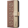 For Samsung Galaxy A55 5G Splicing Color Hollow Flower Pattern RFID Leather Phone Case(Brown)