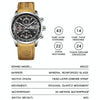 BINBOND B6022 30m Waterproof Luminous Multifunctional Quartz Watch, Color: Leather-White Steel-Green