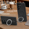 For Samsung Galaxy S23 Ultra 5G Silver Shield MagSafe Holder Shockproof Phone Case(Brown)