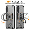 For Samsung Galaxy S25+ 5G Metal Ring 360 Degree Rotating Holder PC Hybrid TPU Phone Case(Silver Grey)