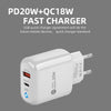 PD04 Type-C + USB Mobile Phone Charger with USB to 8 Pin Cable, EU Plug(Black)