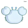 Children One-Piece Full Silicone Table Cartoon Crab Separation Plate(Green)