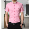 Men Business Shirt Short Sleeves Turn-down Collar Shirt, Size:XXXL(Pink)