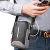For 6-7 inch Mobile Phone Universal Silver Wire Canvas Waist Bag with Shoulder Strap & Earphone Hole & USB Cable Hole(Black Grey)
