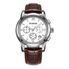 OCHSTIN 6097B Multifunctional Quartz Waterproof Luminous Men Leather Watch(Silver+Coffee)