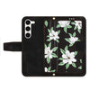 For Samsung Galaxy S23 5G Floral Pattern Leather Phone Case with Lanyard(Black)