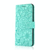 For Samsung Galaxy A51 Skin Feel Embossed Sunflower Horizontal Flip Leather Case with Holder & Card Slots & Wallet & Lanyard(Green)