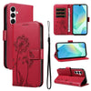 For Samsung Galaxy A26 5G Global Dandelion Embossed Pattern Flip Leather Phone Case(Red)