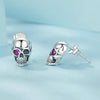 S925 Sterling Silver Oxidized Dark Style Skull Earrings Halloween Earrings(SCE1771)