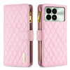 For Xiaomi Redmi K70 / K70 Pro Diamond Lattice Zipper Wallet Leather Flip Phone Case(Pink)