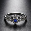 Women Crystal Ring Fashion Love Heart Crown Rhinestone Ring(Blue Diamond)
