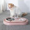 Pink Pet Feeder with Automatic Waterer - Stainless Steel Dog & Cat Bowls