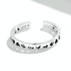S925 Sterling Silver Hollow Heart Women Open Ring