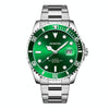 OCHSTIN 7019A Multifunctional Quartz Waterproof Luminous Steel Strap Men Watch(Gren+Silver)