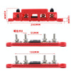 CP-4125 1 Pair RV Yacht M8 Single Row 4-way Power Distribution Block Busbar with Cover with 300A Fuse(Black + Red)
