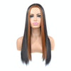 Women Medium Haircut Bleaching And Dyeing Long Straight Wigs(Black Brown)