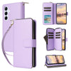 For Samsung Galaxy A55 Nine-card Slots Zipper Wallet Bag Leather Phone Case(Purple)